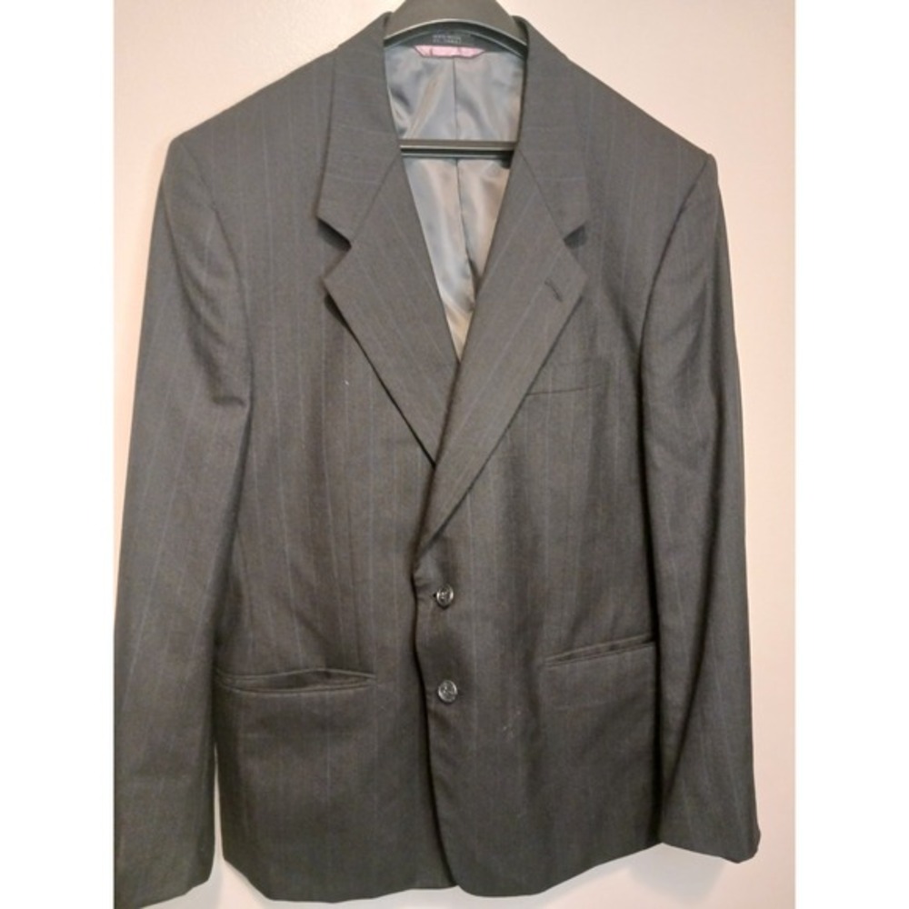 100% Pure Wool Andre Vacor Grey Mens Career Business Suit Jacket Blazer 42L‎